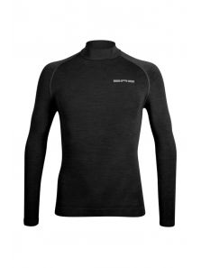 Tričko Merino dlhý rukáv s vysokým golierom unisex - čierna farba